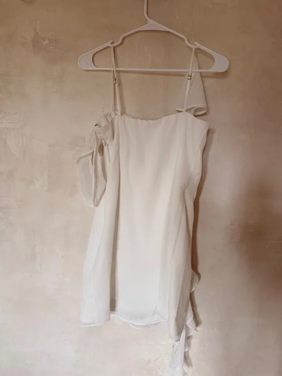 Oh Polly JOSIANE Asymmetric Draped Mini Dress in White US 8 - Picture 3 of 8